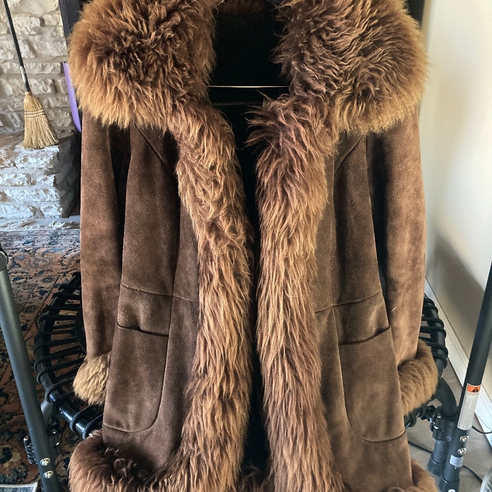 Leather Faux fur trim Coat